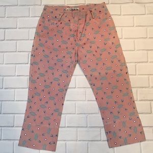 Ordinary People Embroidered Cropped Capri Pants